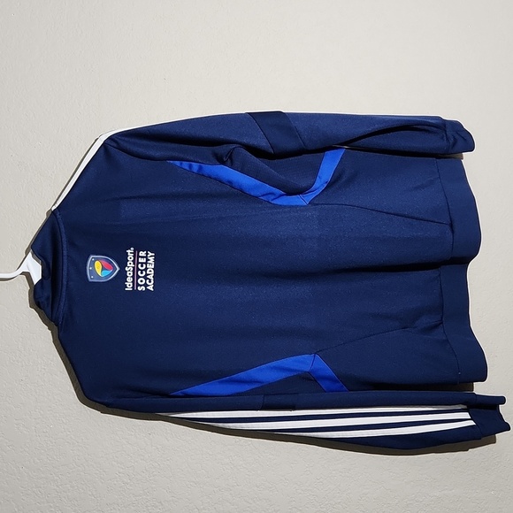 Adidas Idea Sport Soccer Academy Walt D World Jacket Size L Blue White Stripe - Picture 5 of 9
